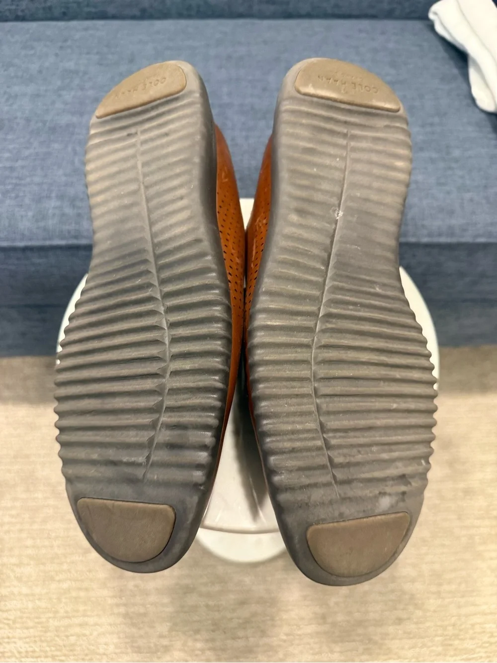 Cole Haan Tan Brown Perforated Leather Oxford Shoes